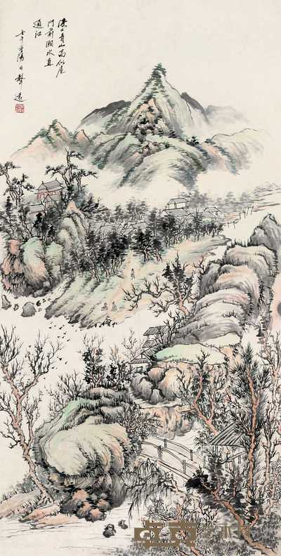 汪声远 山水人物 立轴 135×67cm